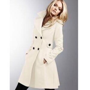 Thomo Wool Blend Cream Pea Coat with Black Buttons Size 34 / Extra Small